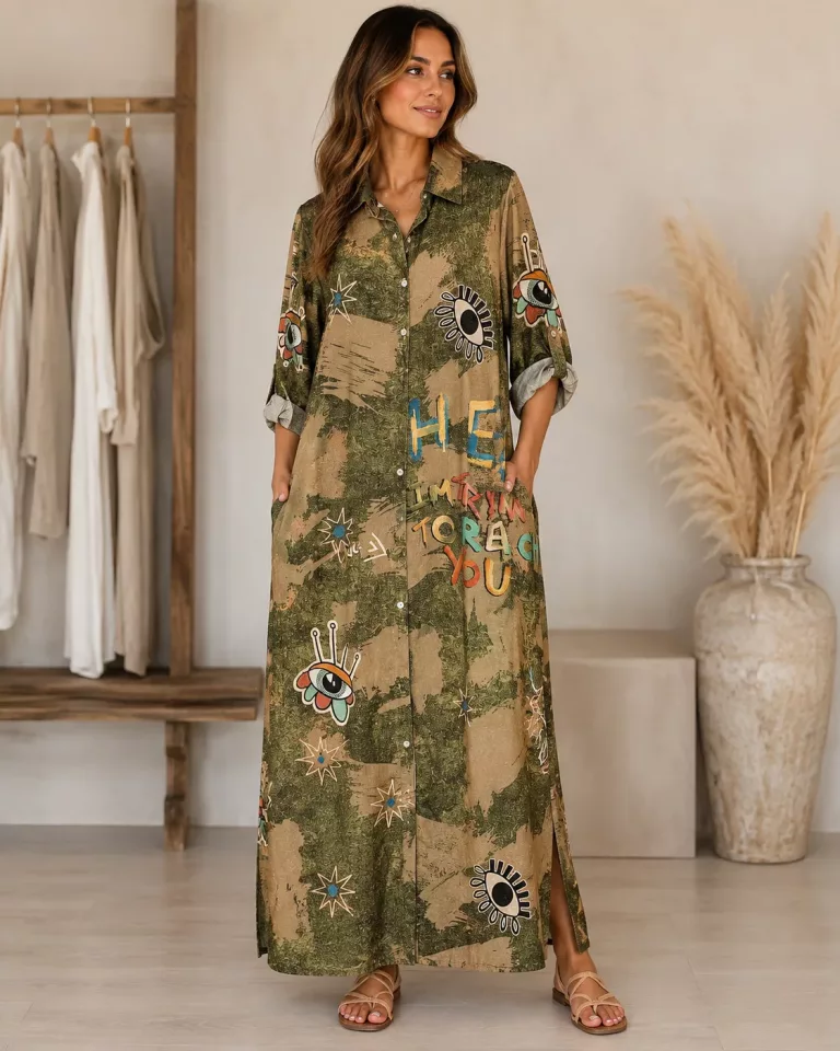 Langärmeliges Kleid mit Print