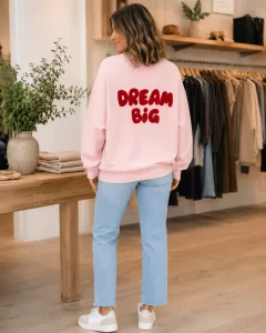 Home - Modeshop DREAM BIG Aufdruck rosa Sweatshirt