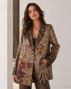 Blazer mit Blumenmuster und Leo-Print