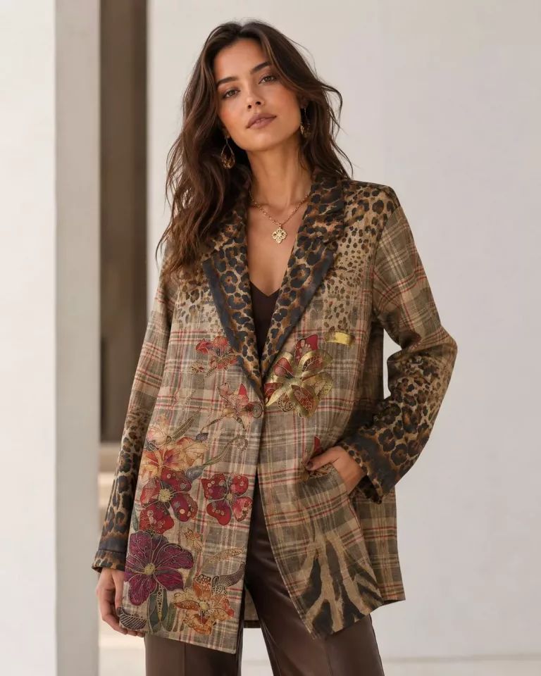 Blazer mit Blumenmuster und Leo-Print