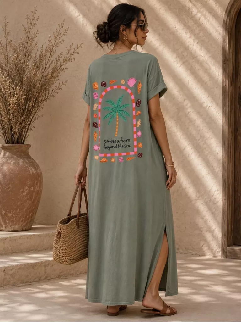 Strandkleid mit Palmenprint