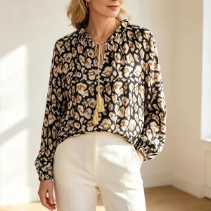 Gemusterte Bluse mit Quasten