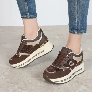 Braune Damen Plateau Sneaker