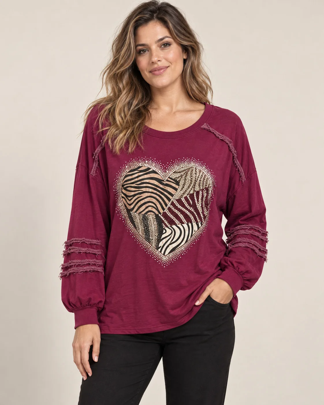 Damenpullover mit Herzprint