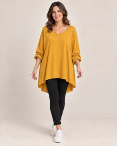 Damenmode mit Senfgelb Pullover