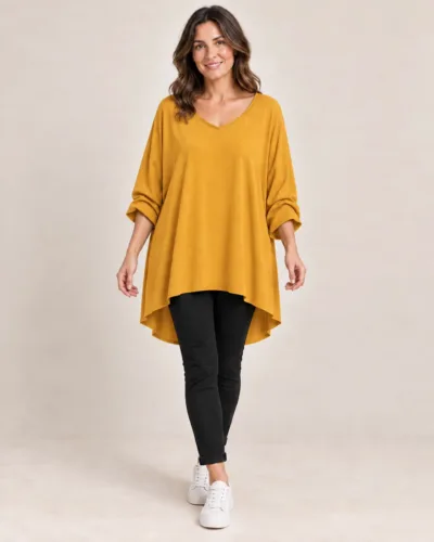 Damenmode mit Senfgelb Pullover
