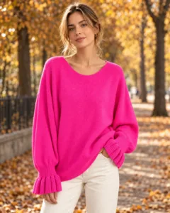 Frauenpullover mit Rüschenärmeln