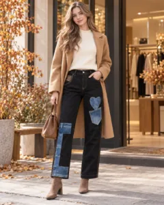 Frau in Jeans mit Herz