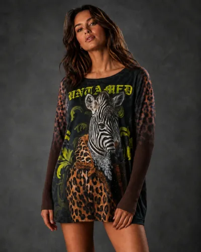 Wildtier-Print Langarmshirt