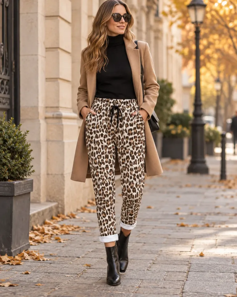 Mode-Frau mit Leopardenhose