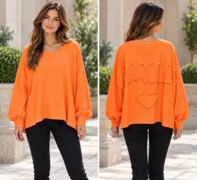 Orange Pullover with Heart Detail